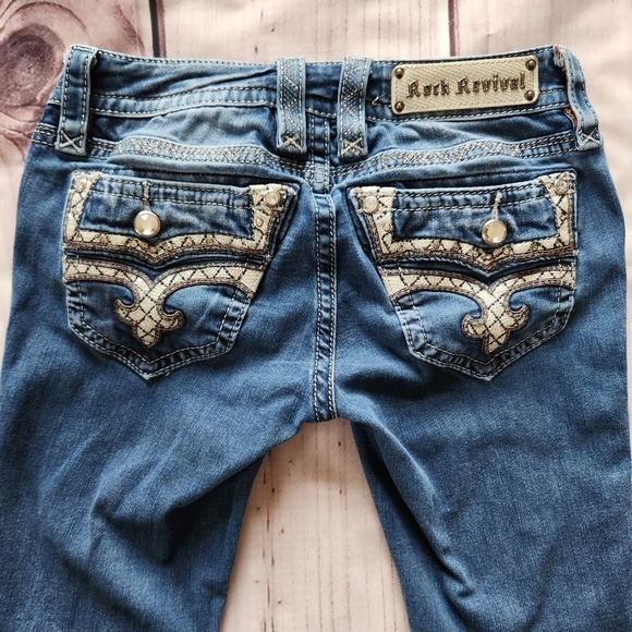 Rock Revival "Caress" Stretch Low Rise Bootcut Jeans Blue | Women's Size 26 - Picture 9 of 15